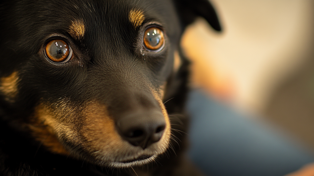 Veterinarian collecting DNA sample from Australian Kelpie for genetic testing