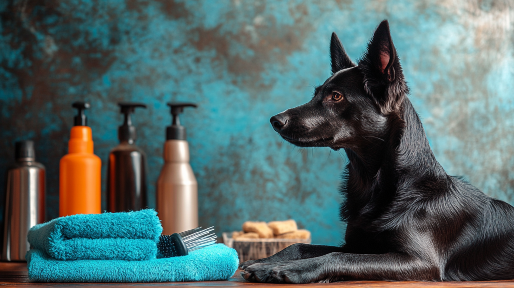 Basic grooming tools and supplies for Australian Kelpie coat maintenance