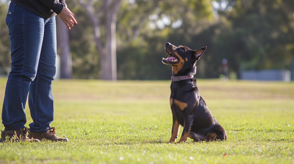 Australian Kelpie displaying problem-solving skills during training session